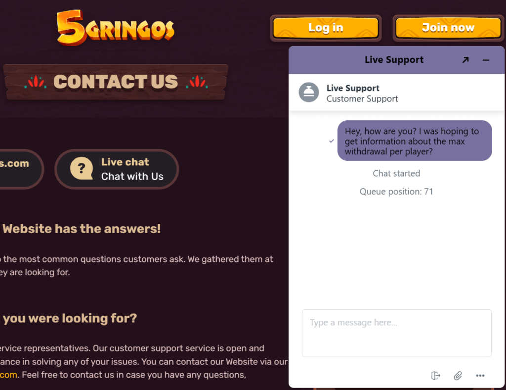 5Gringos Customer support