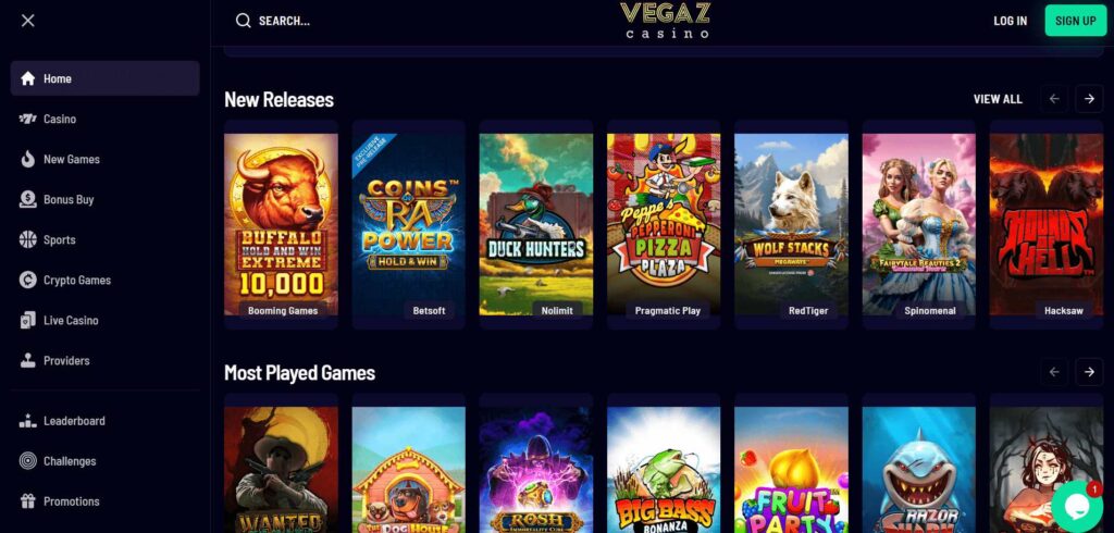 Vegaz Casino bonus