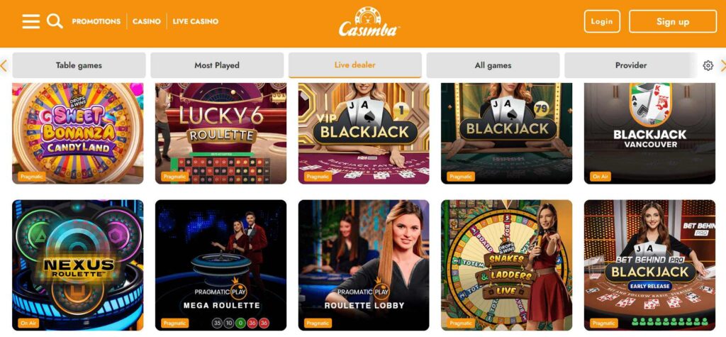 Casimba table games