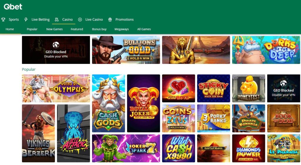 Qbet Casino games