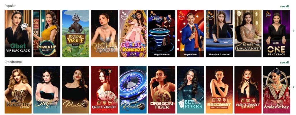 Qbet live casino