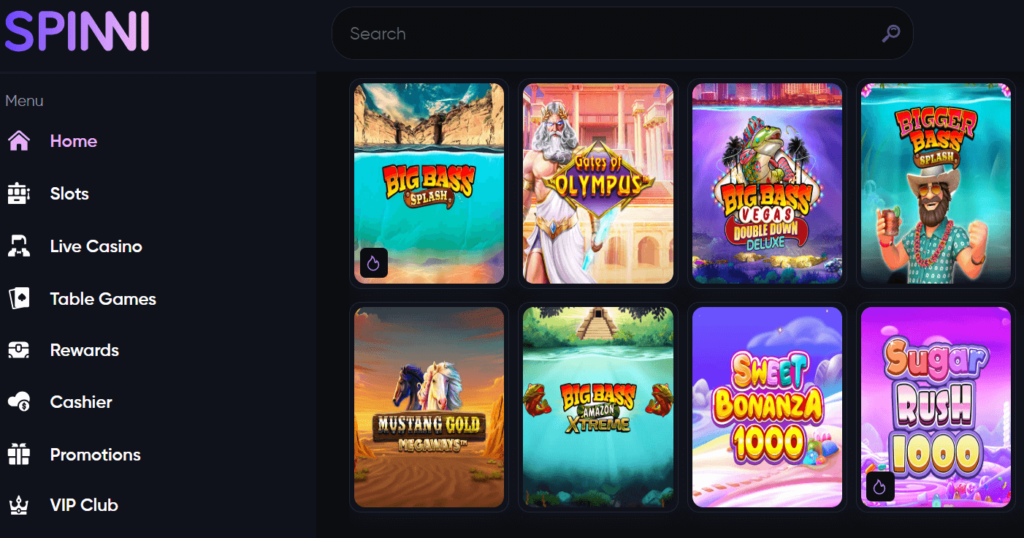 Spinni Casino games